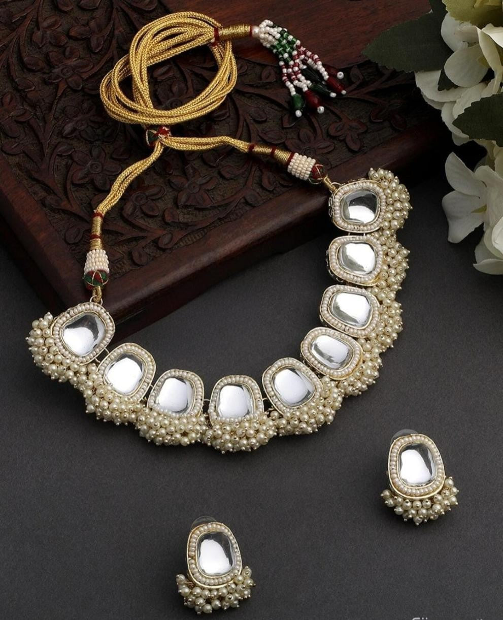 Kundan Stone Gold Plated Choker Jewellery Set