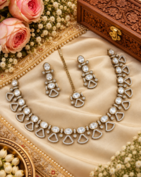 Modern Indian Choker Jewelry Set with Earrings & Tikka