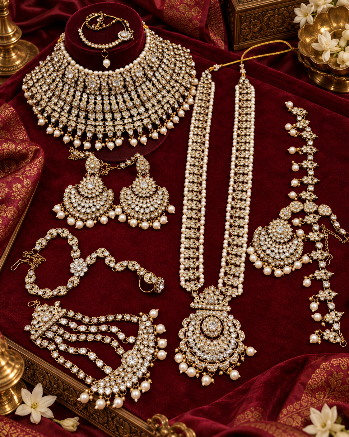 Elegant White & Silver Crystal Empress Bridal Set