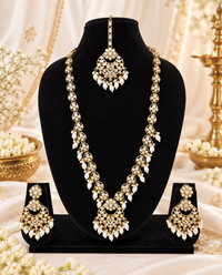 Blush Petal Long Bridal Necklace Set